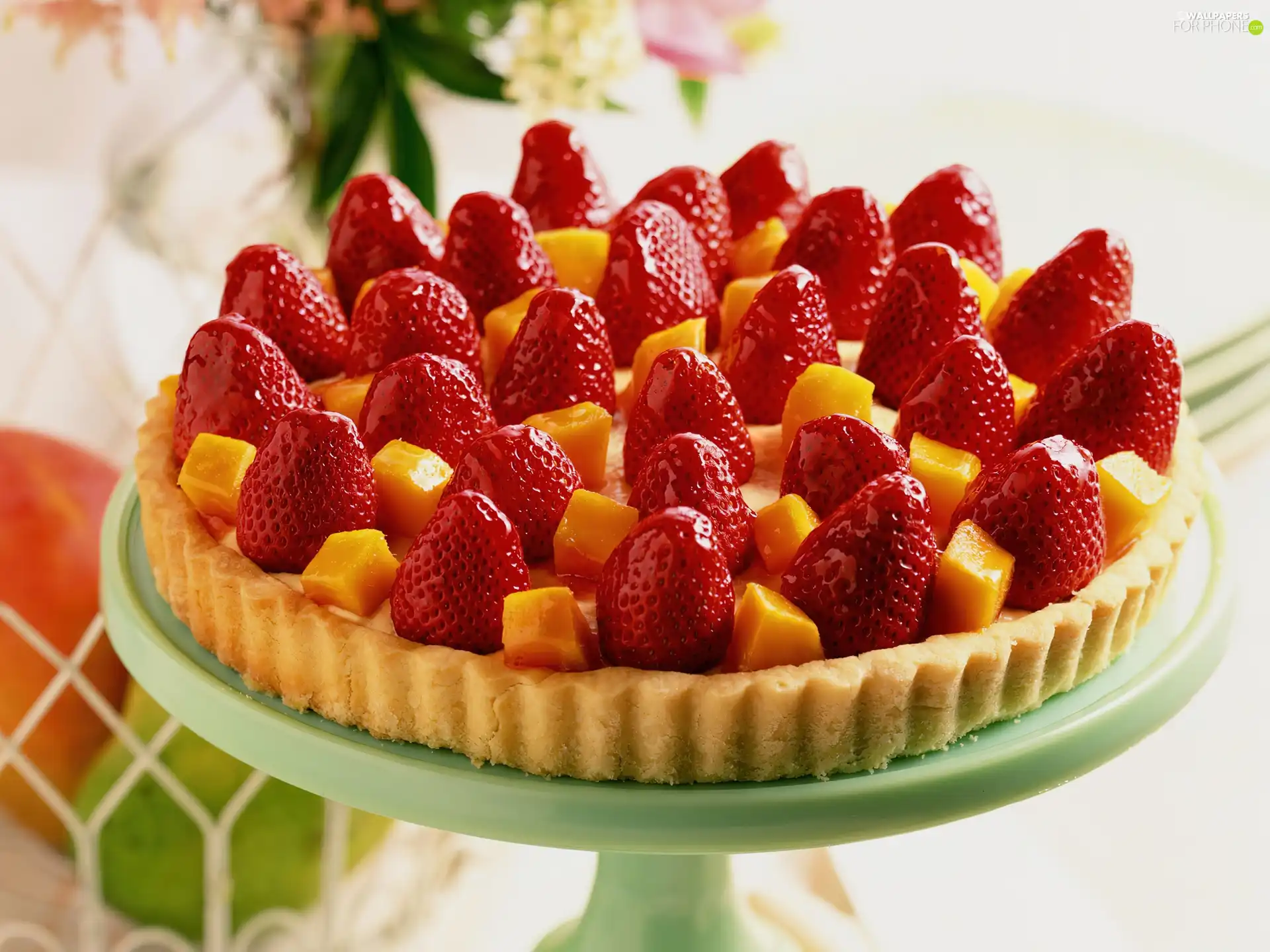 strawberry, cake tin, tart