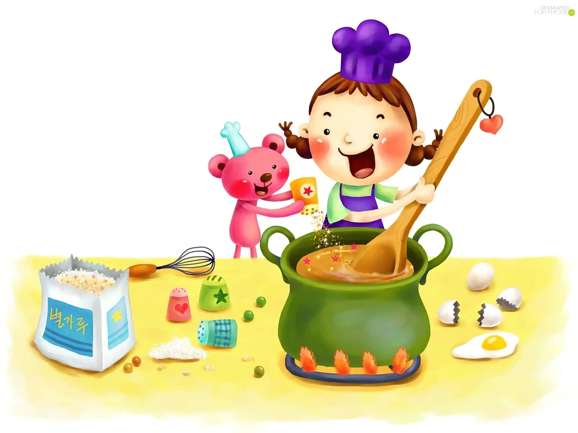 cooking, Kid, Teddy Bear