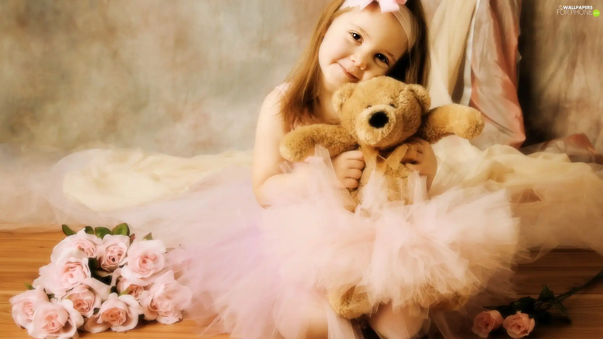 girl, dress, teddy bear, Ballet