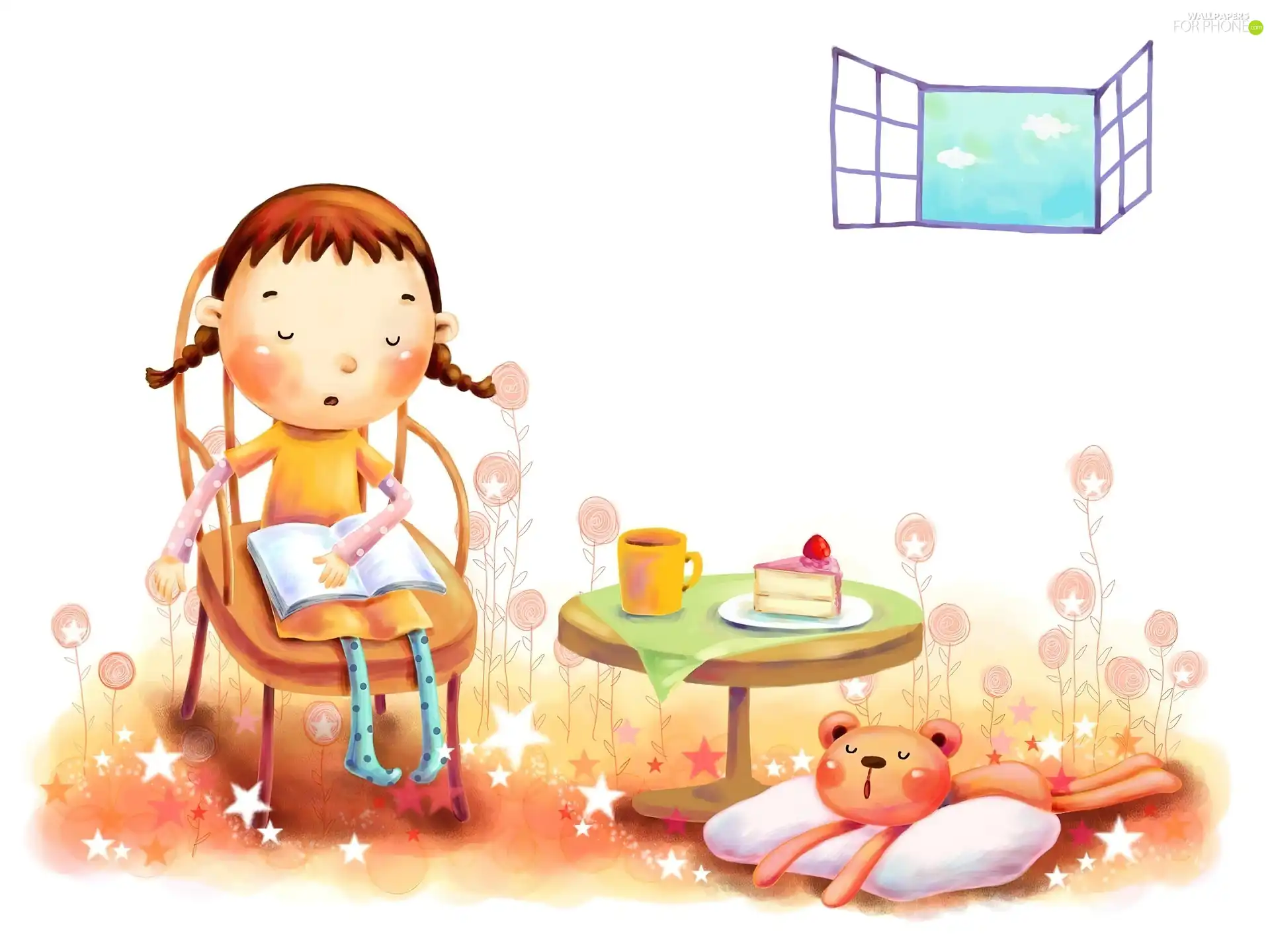 reading, Kid, Teddy Bear