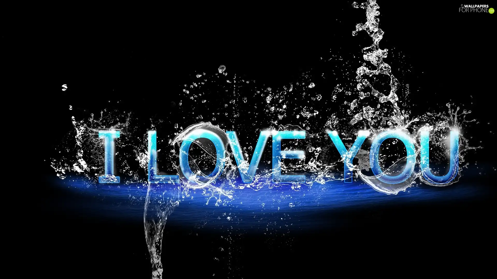 I love you, Love things, dark, background, water, text