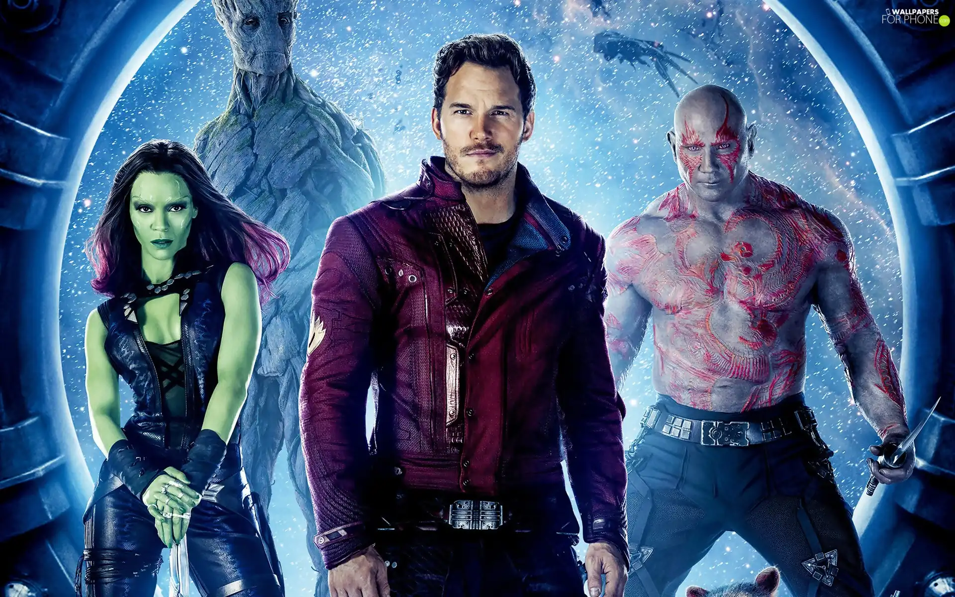 Zoe Saldana, Guardians of the galaxy, Chris Pratt, actress, movie, actor, Dave Bautista