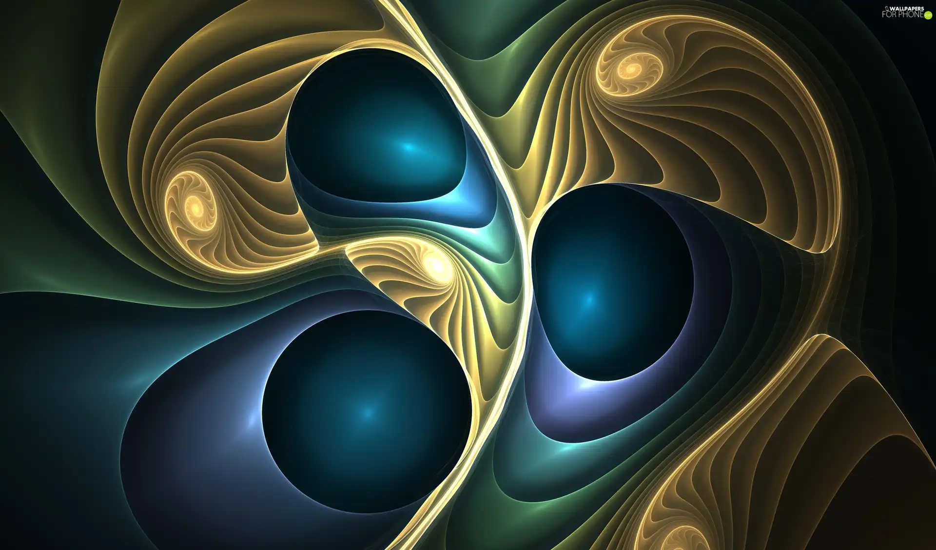 navy blue, The luminous, spirals, green ones