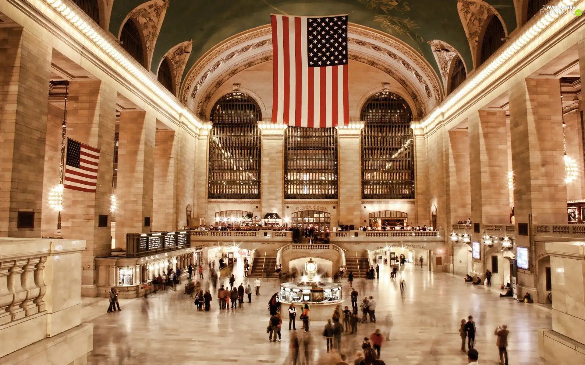 station, flag, The United States, hall