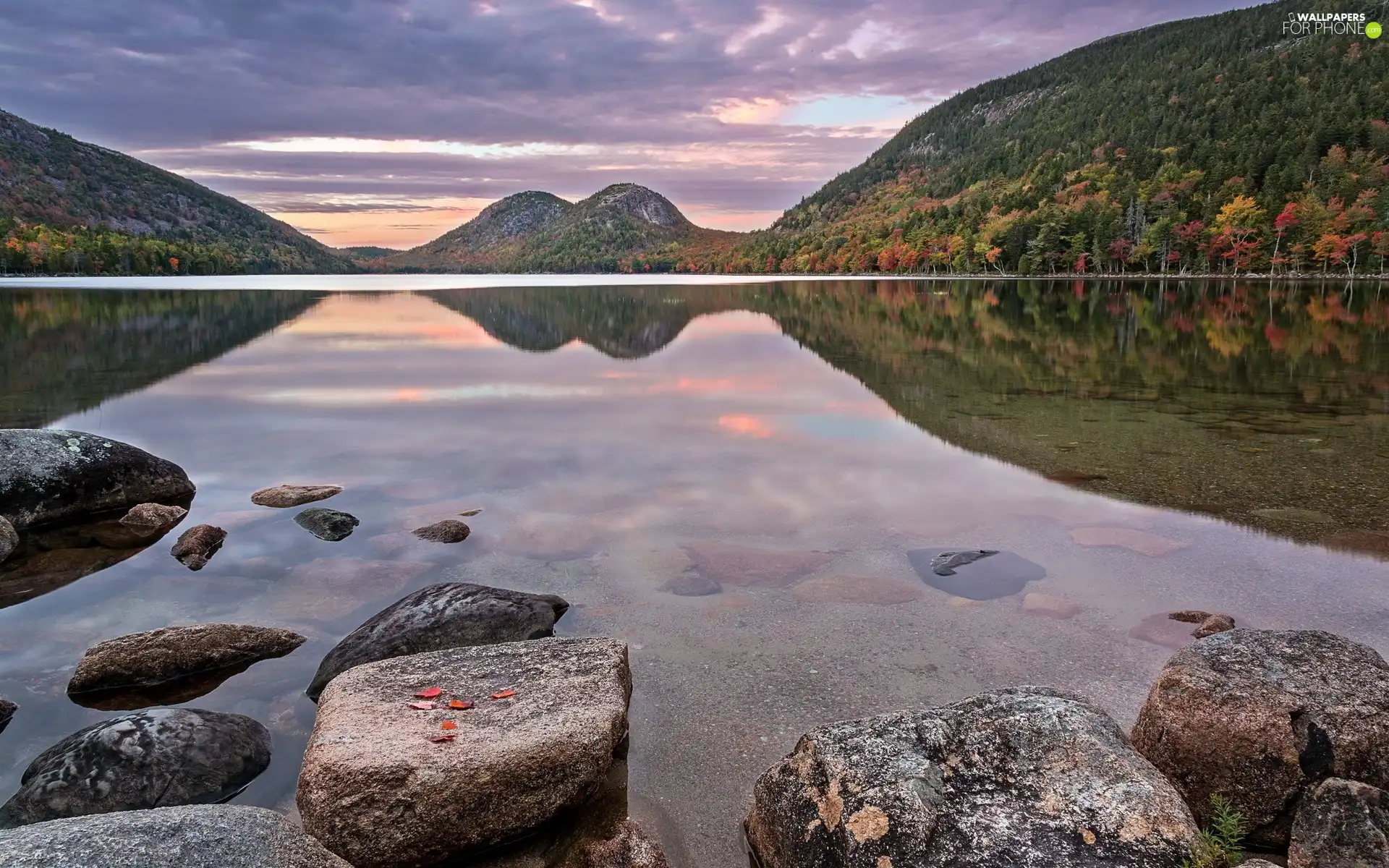 The Hills, Stones, lake, forested, autumn