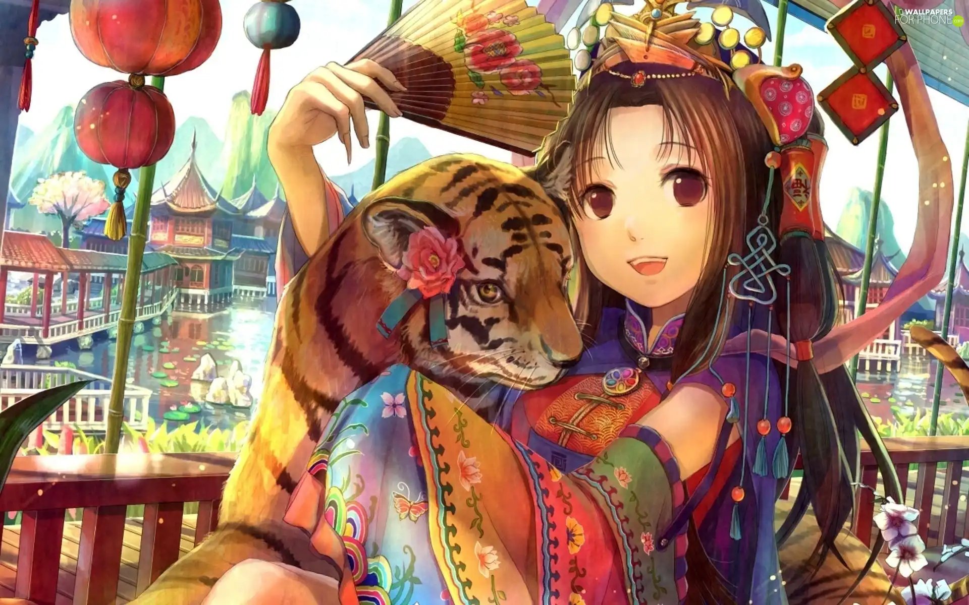 tiger, girl, Fan