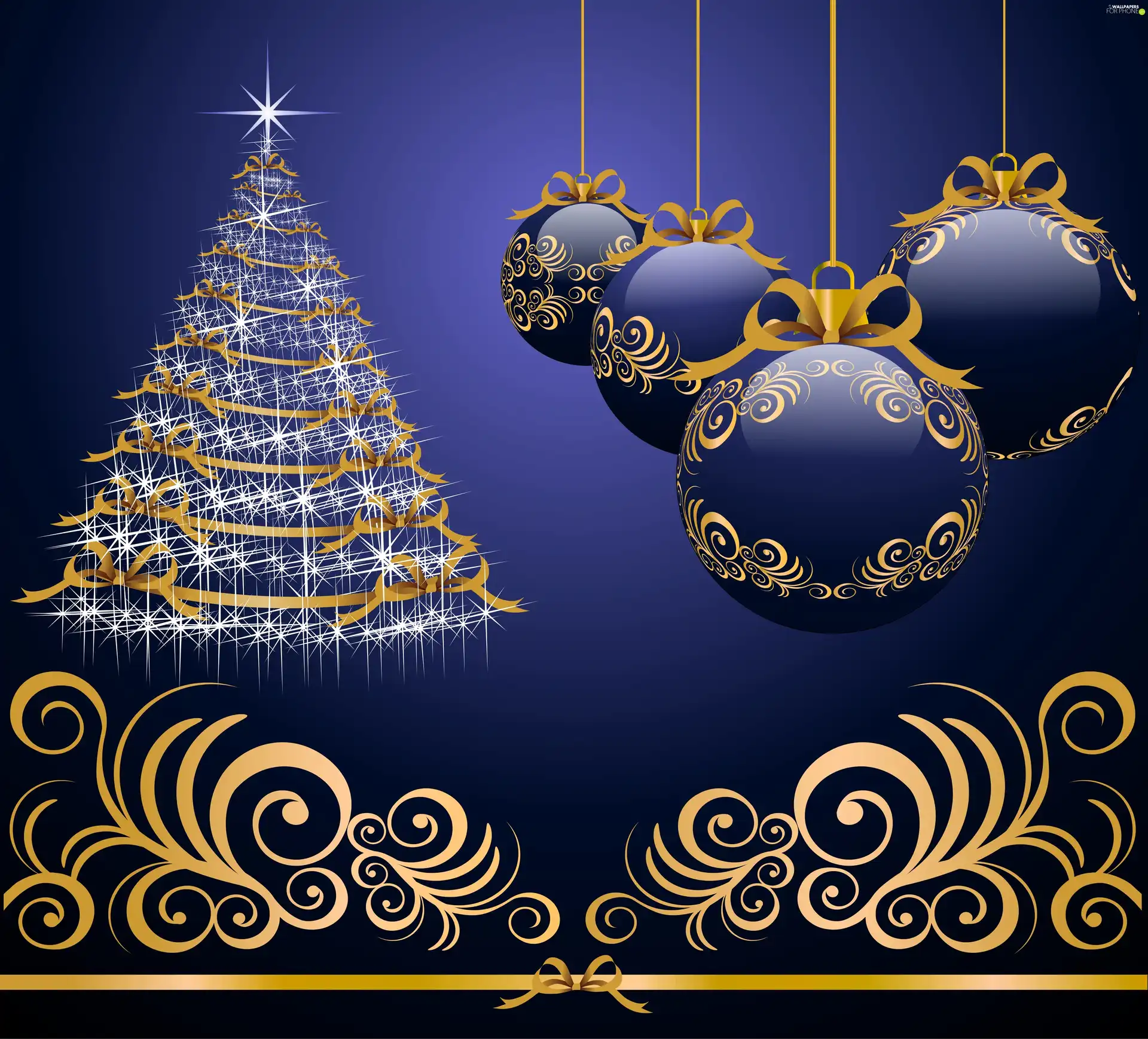 christmas tree, starfish, tip, baubles