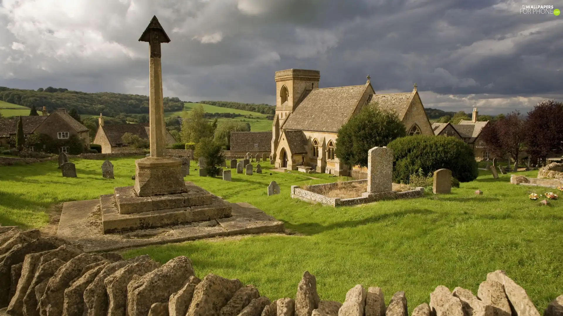 Tombstones, Church, cemetery