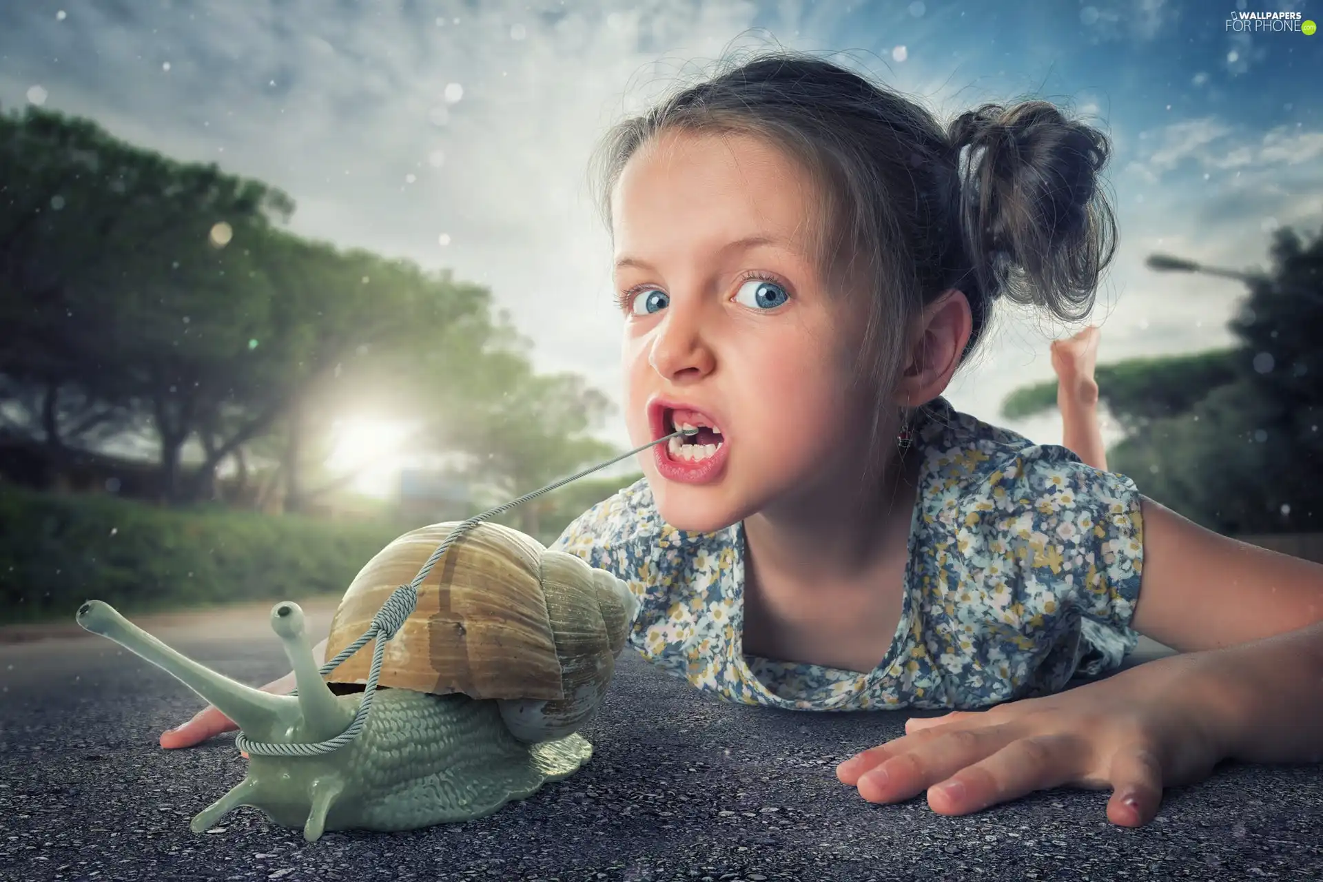 tooth, girl, snail