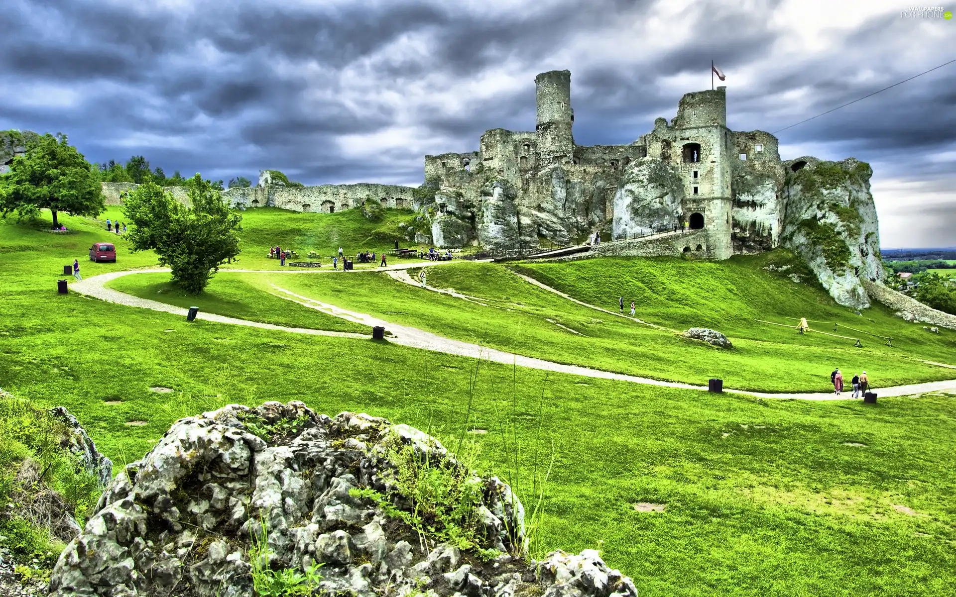 Tourists, Castle, Path