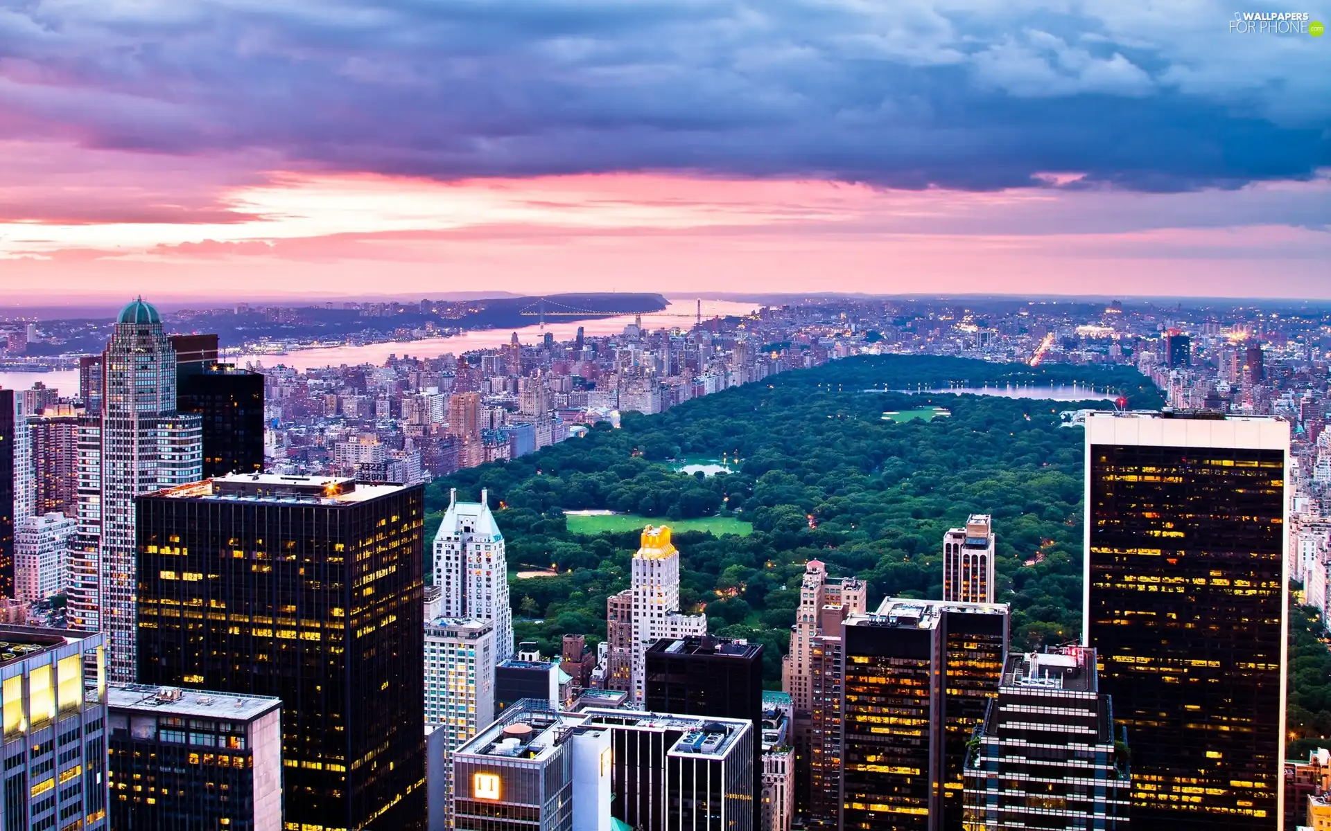 New York, skyscrapers, Town, Central Park