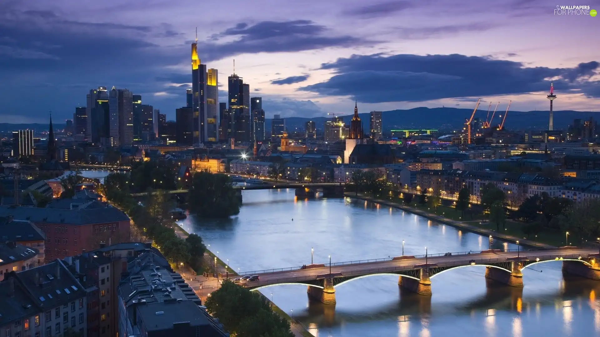 Frankfurt, River, Town, bridge