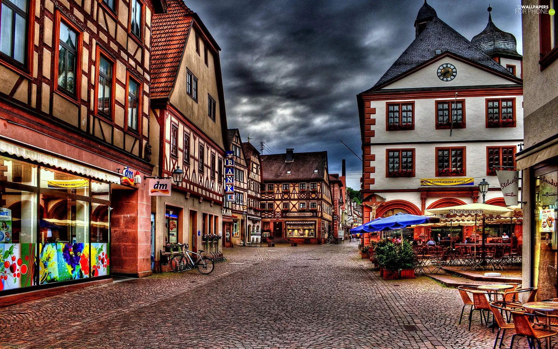 Town, alley, Houses