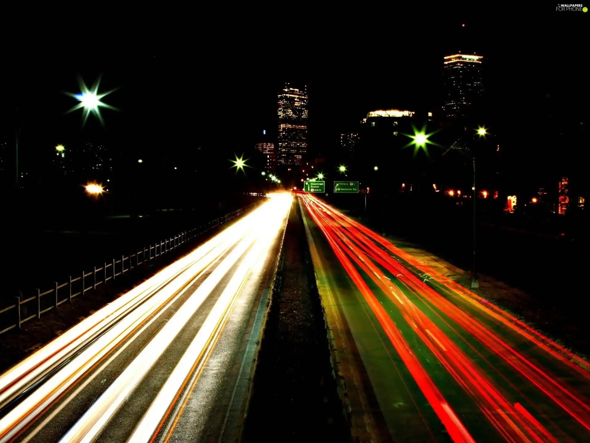 Town, night, color, light, Way