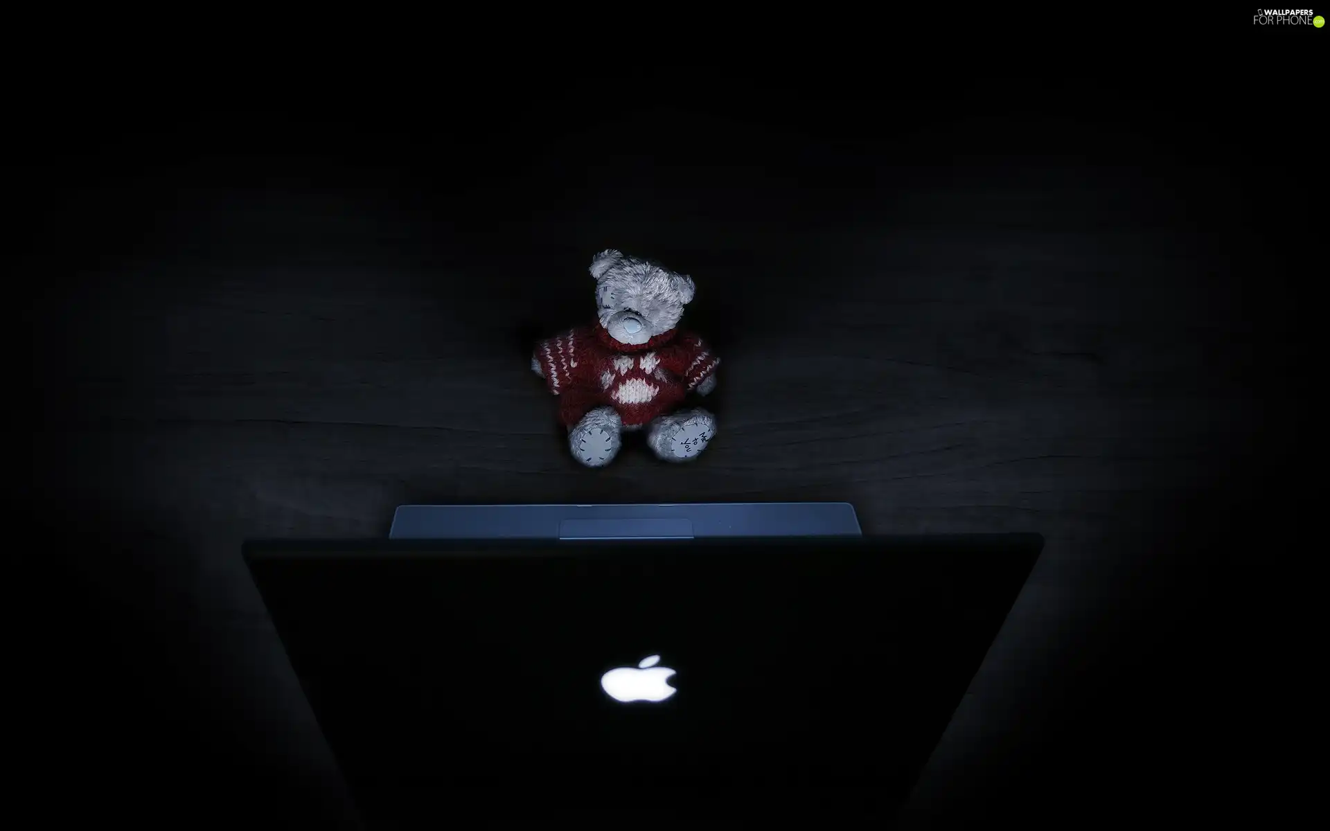 logo, Apple, plush toy, laptop, teddy bear, Hardware