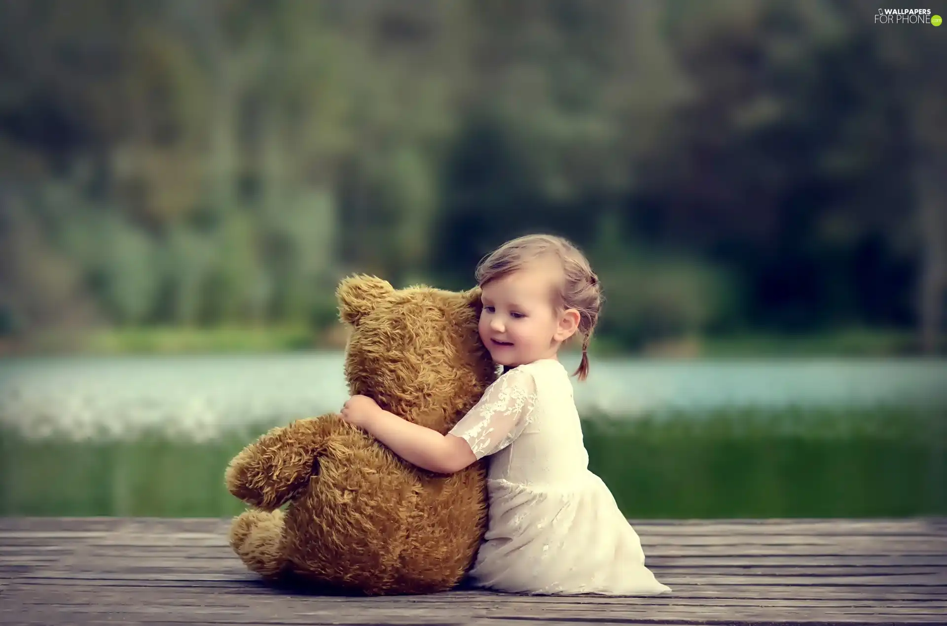 girl, plush toy