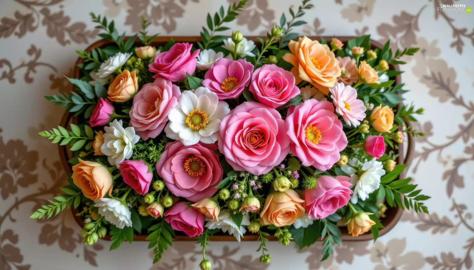 Tray, color, Flowers
