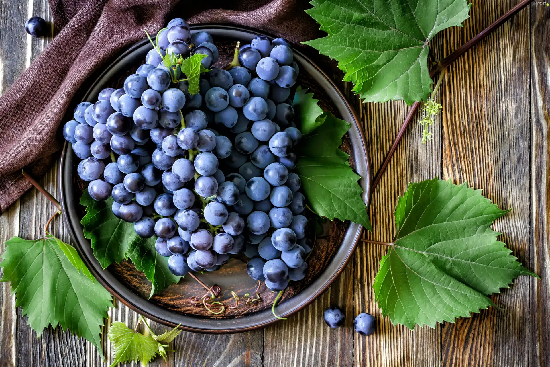 Tray, Grapes, Leaf