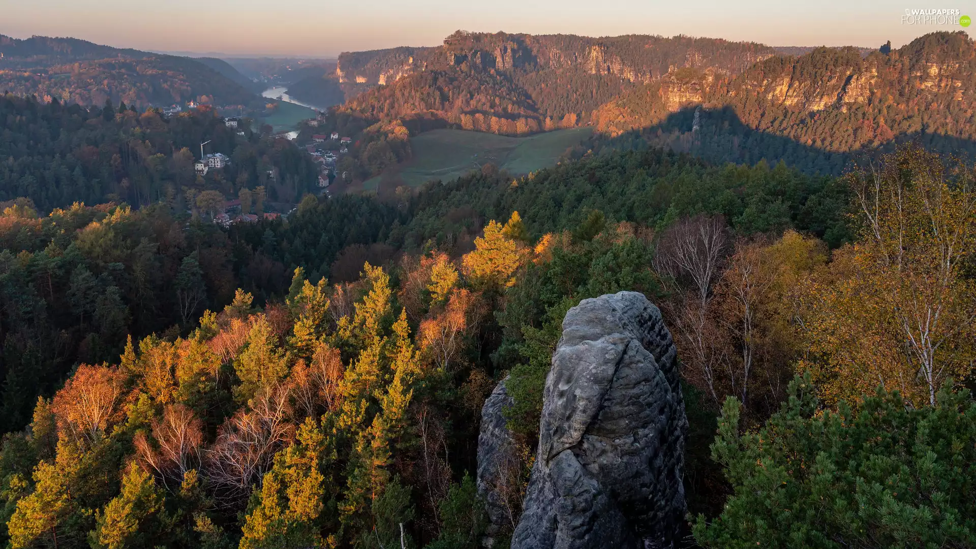 viewes, rocks, Saxon Switzerland National Park, trees, Děčínská vrchovina, forest, Germany