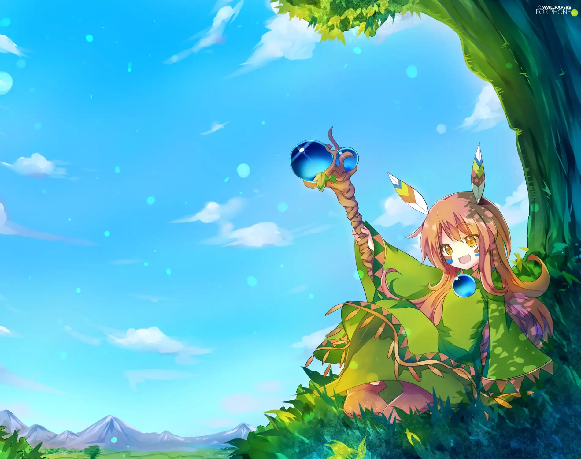 trees, girl, Scepter