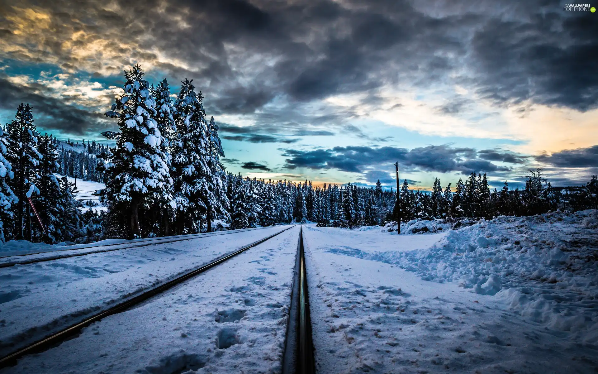 Sky, winter, trees, viewes, clouds, ##