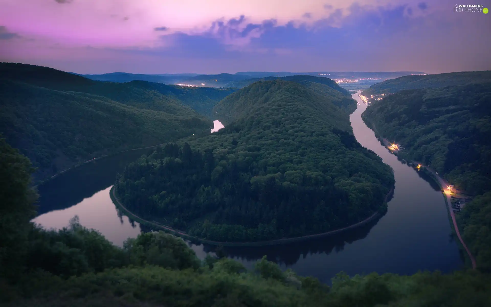 trees, viewes, River, The Hills, winding