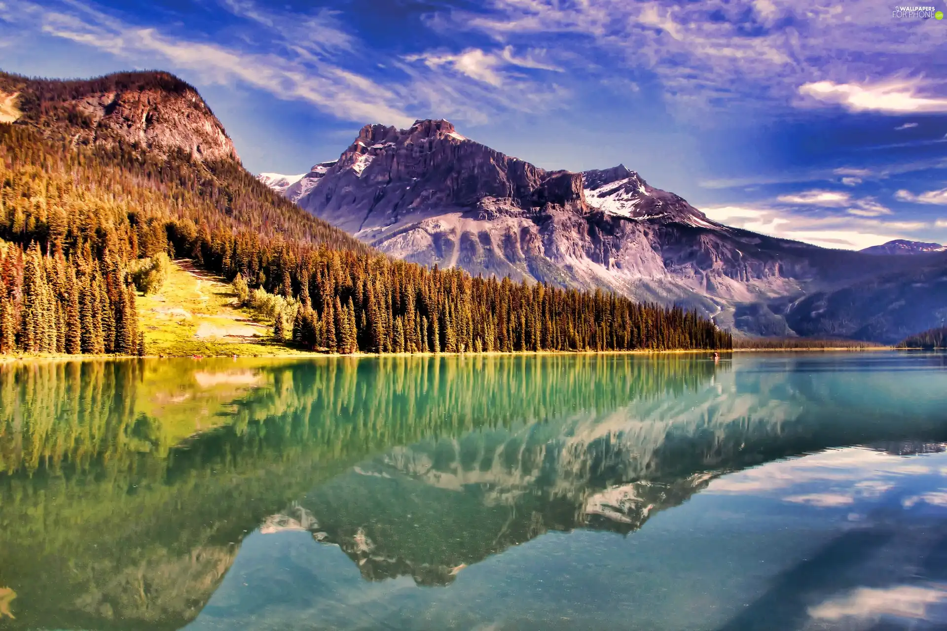 trees, viewes, Mountains, reflection, lake - For phone wallpapers ...