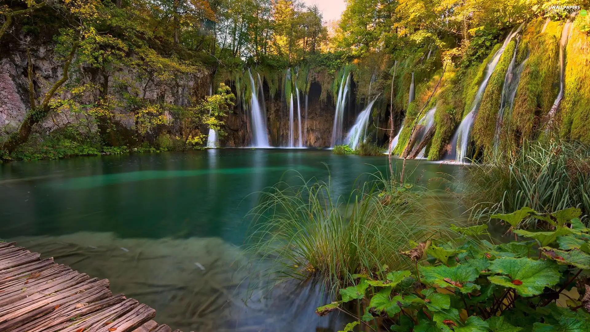 trees, lake, Plants, Plitvice Lakes National Park, waterfall, viewes, Coartia