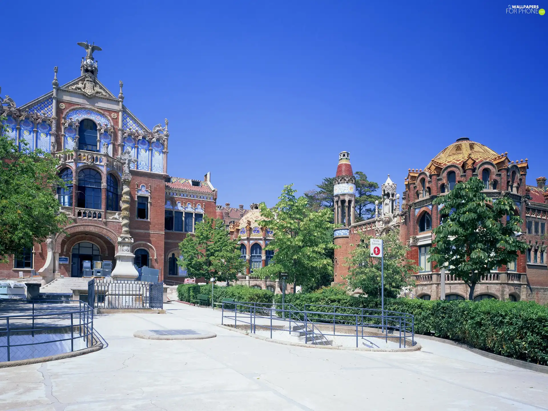 trees, viewes, vintage, buildings, square