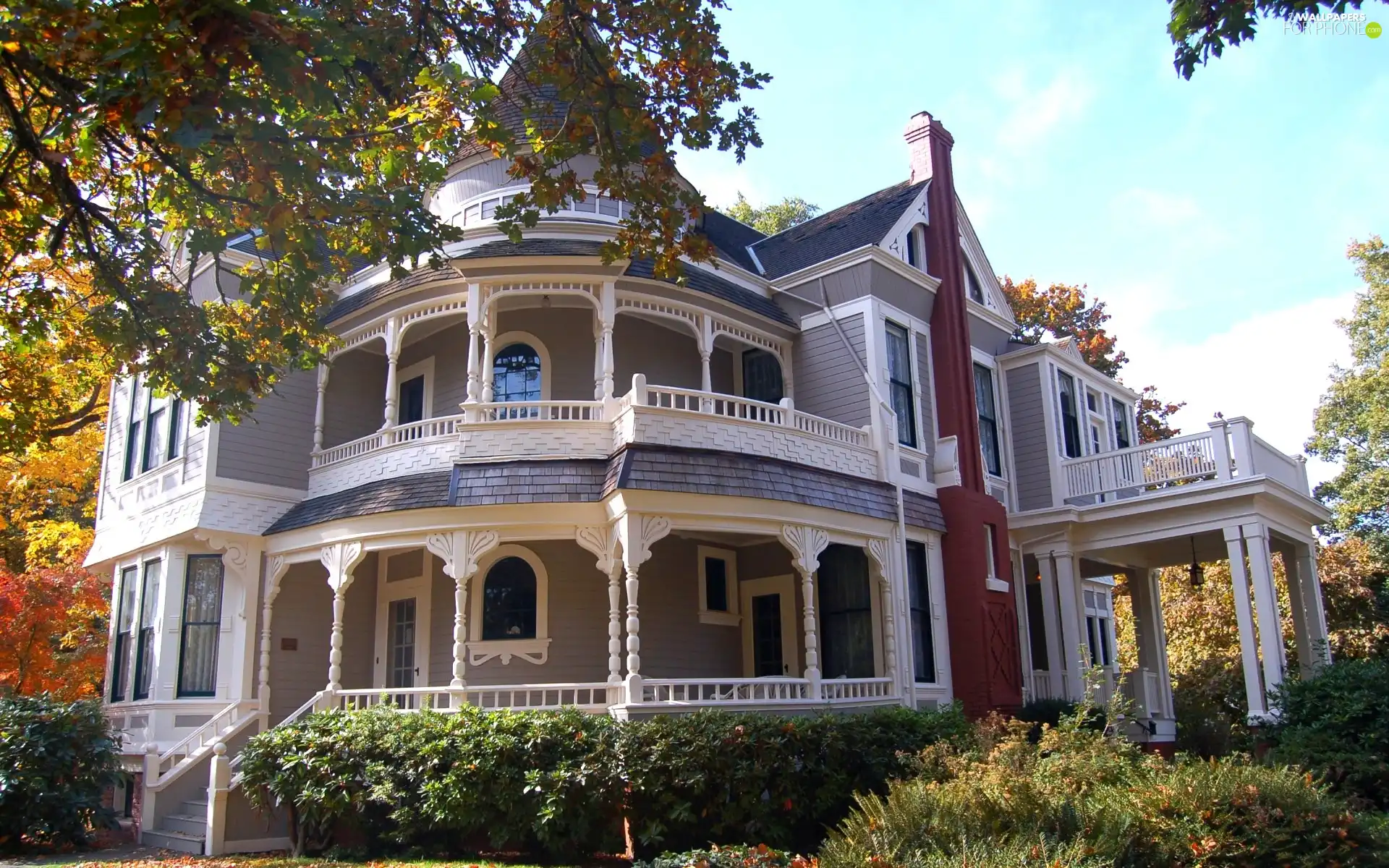 trees, viewes, house, Bush, Victorian