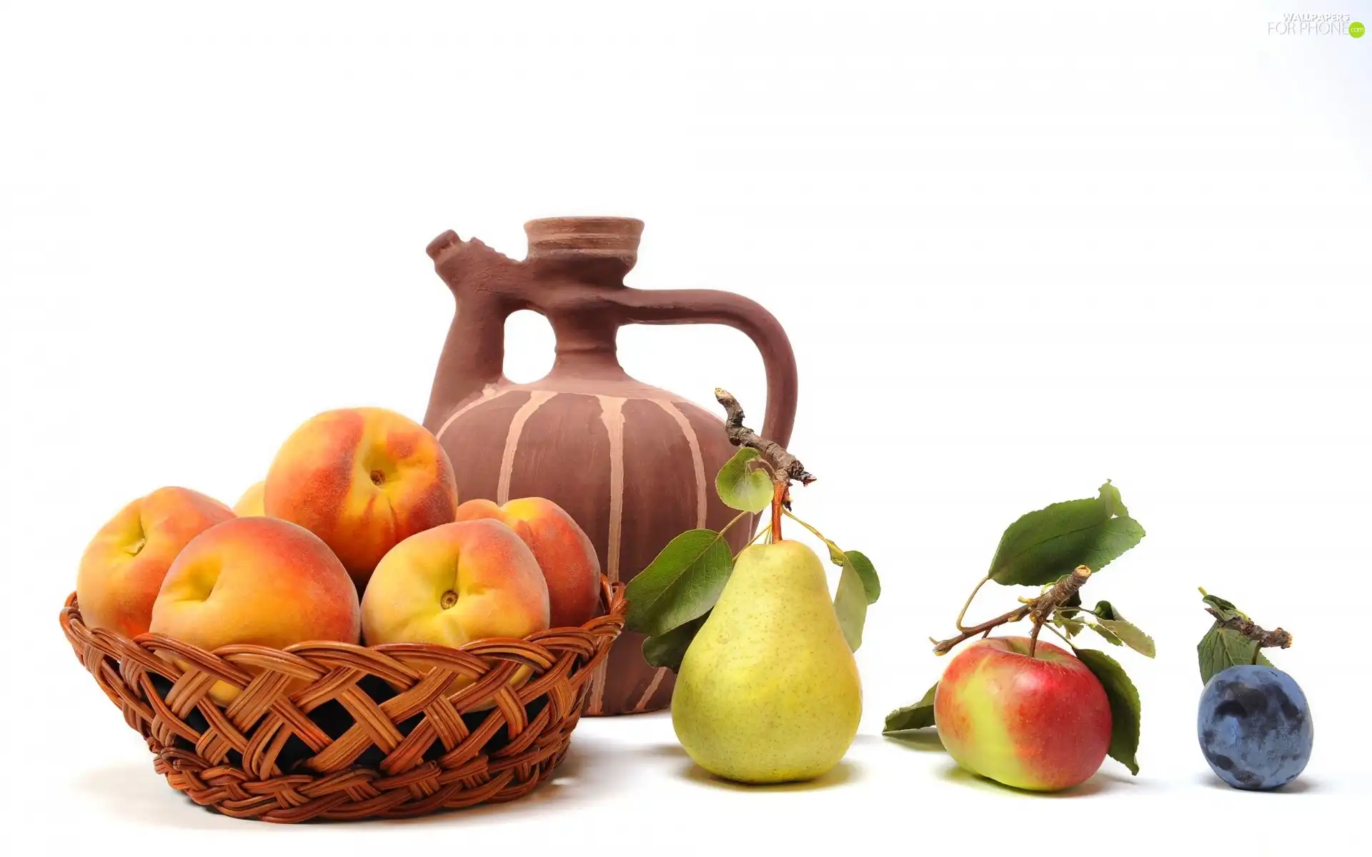 Apple, plum, peaches, Truck concrete mixer, basket