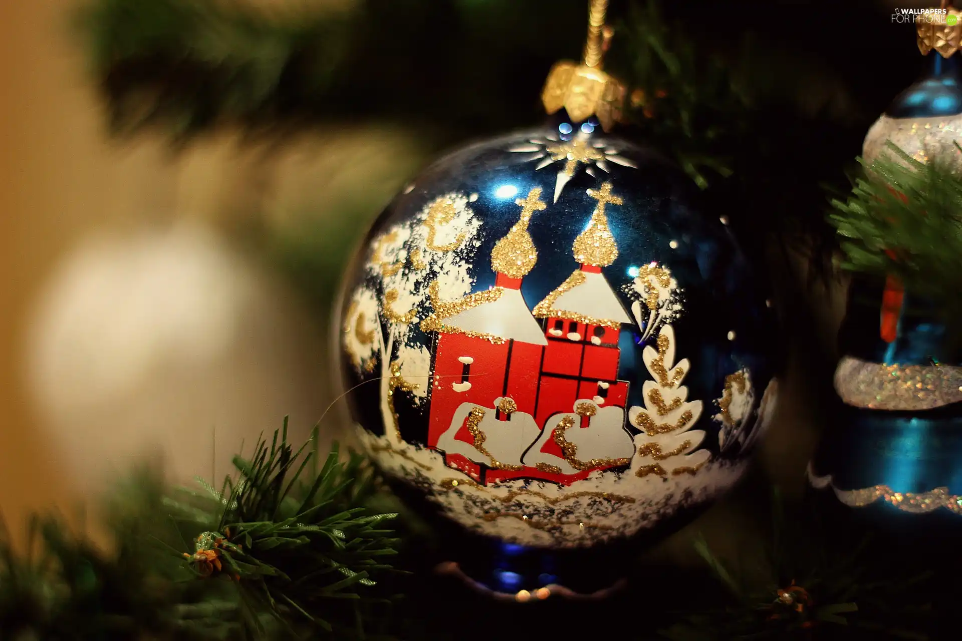 twig, bauble, decorated