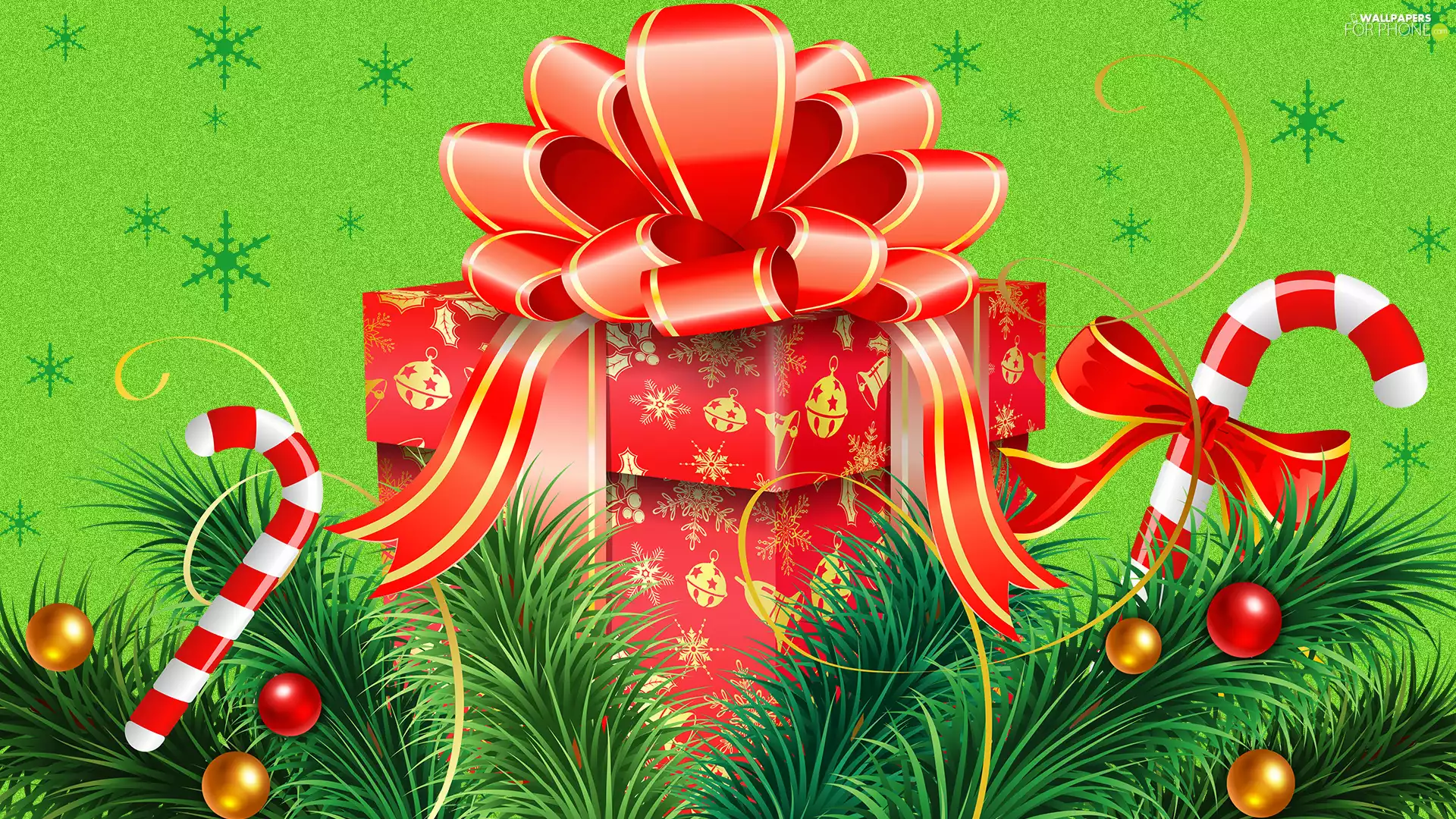 Present, Christmas, lollipops, Twigs, bow, composition