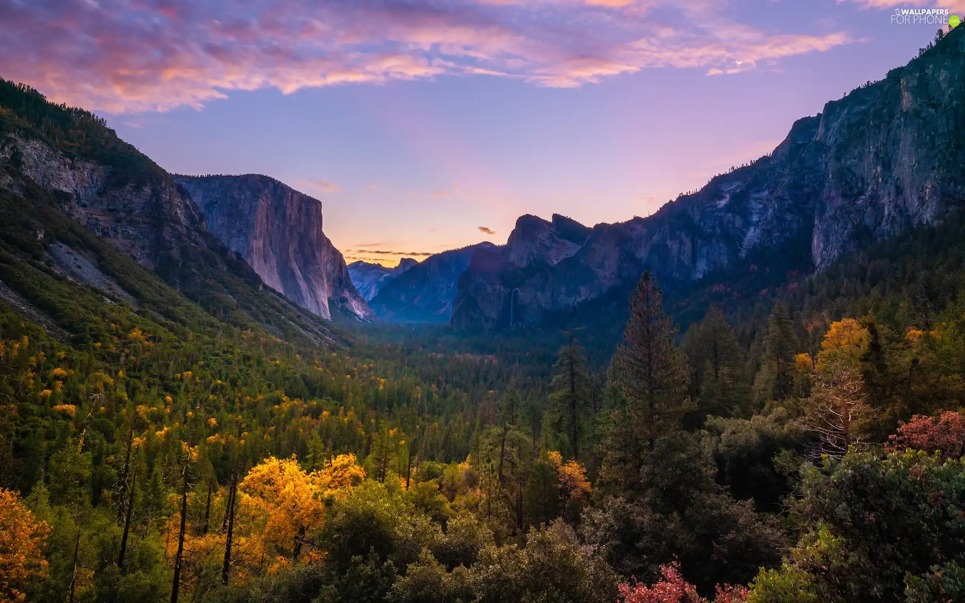 Yosemite National Park, Mountains, viewes, rocks, trees, California, The United States, autumn