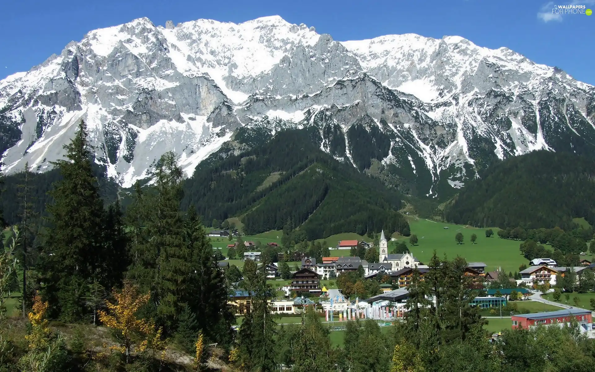 Valley, Mountains, Town