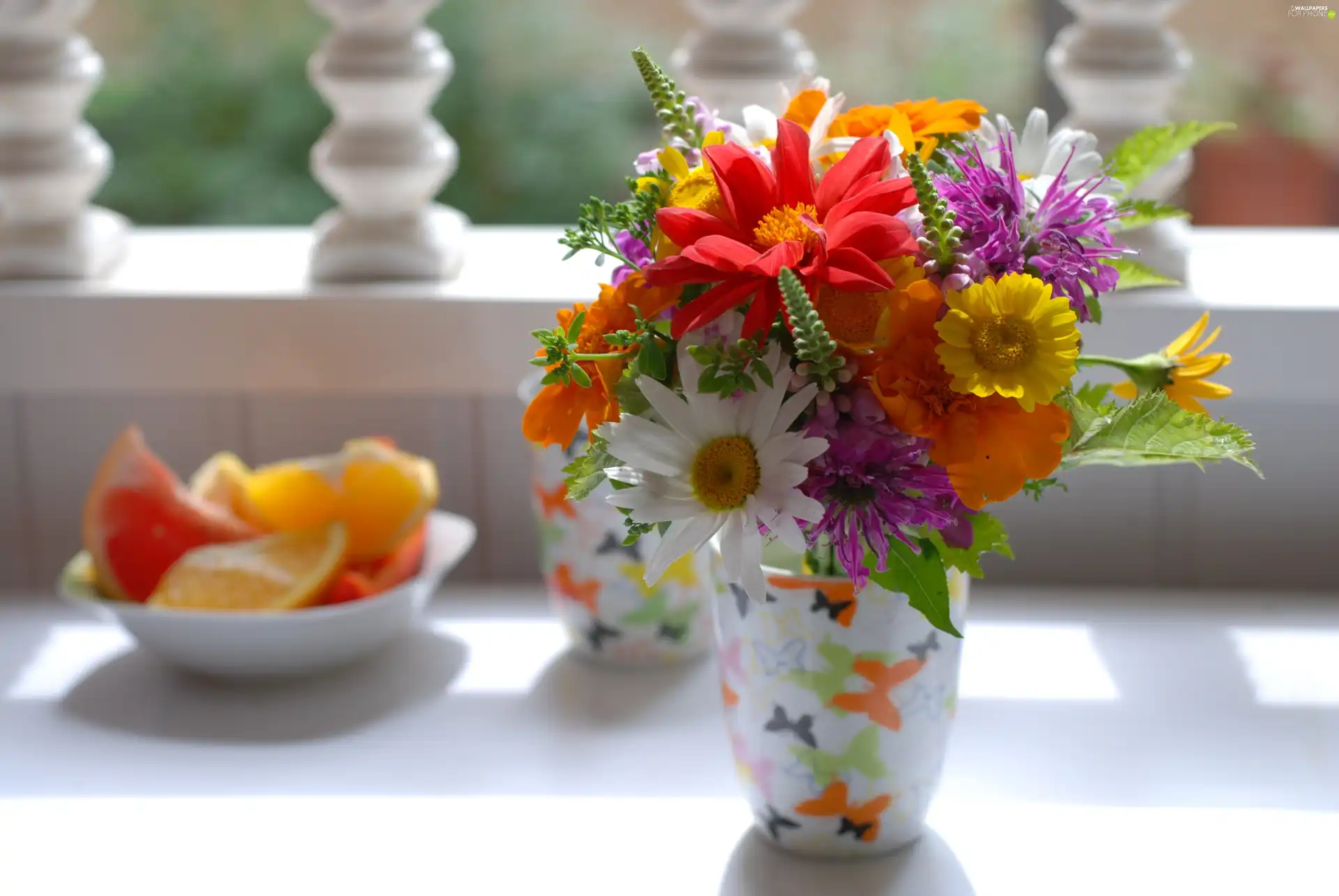 small bunch, ##, vase, flowers