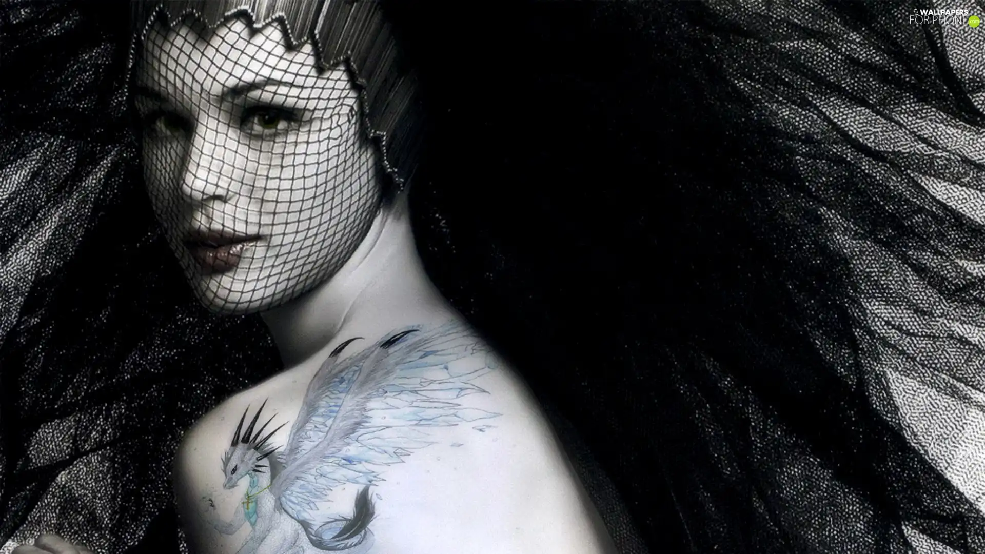 veil, veiling, Tattoo, Black, Women