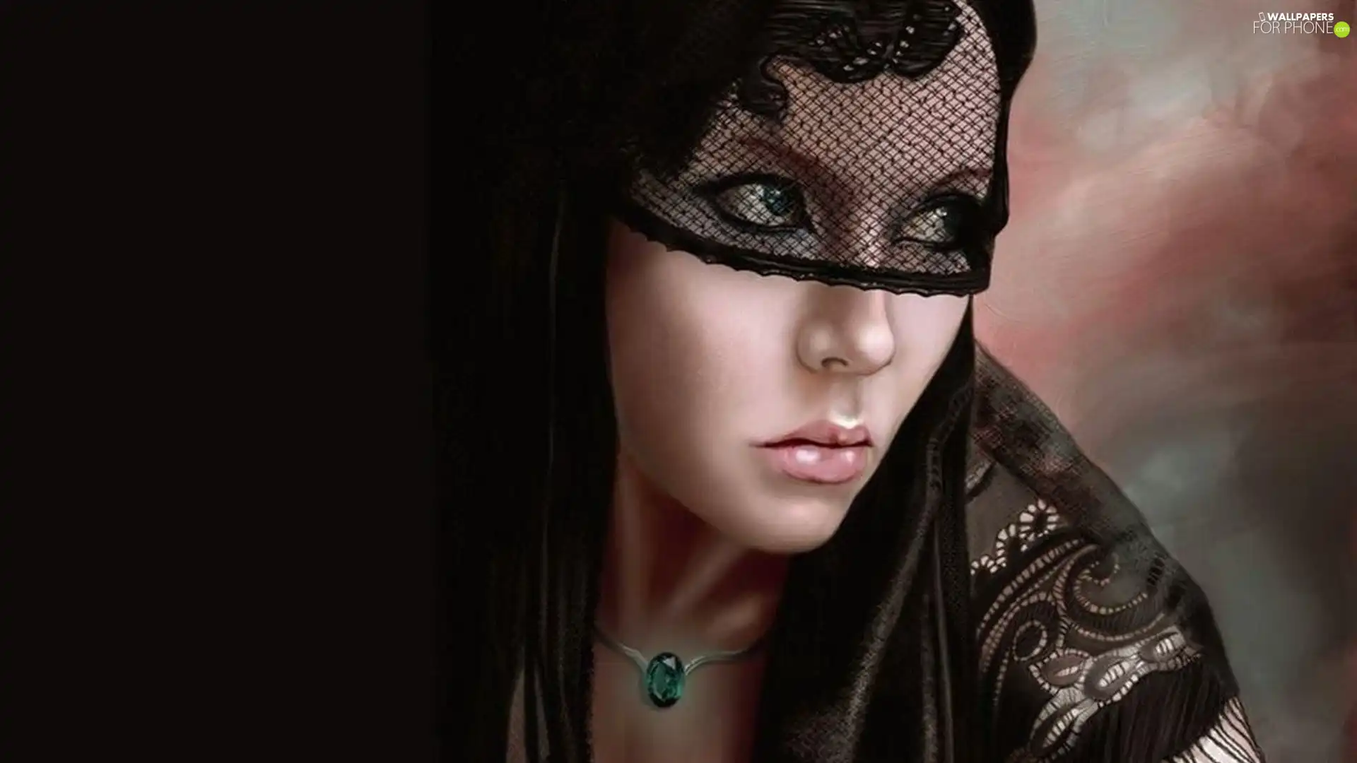 veiling, girl, black