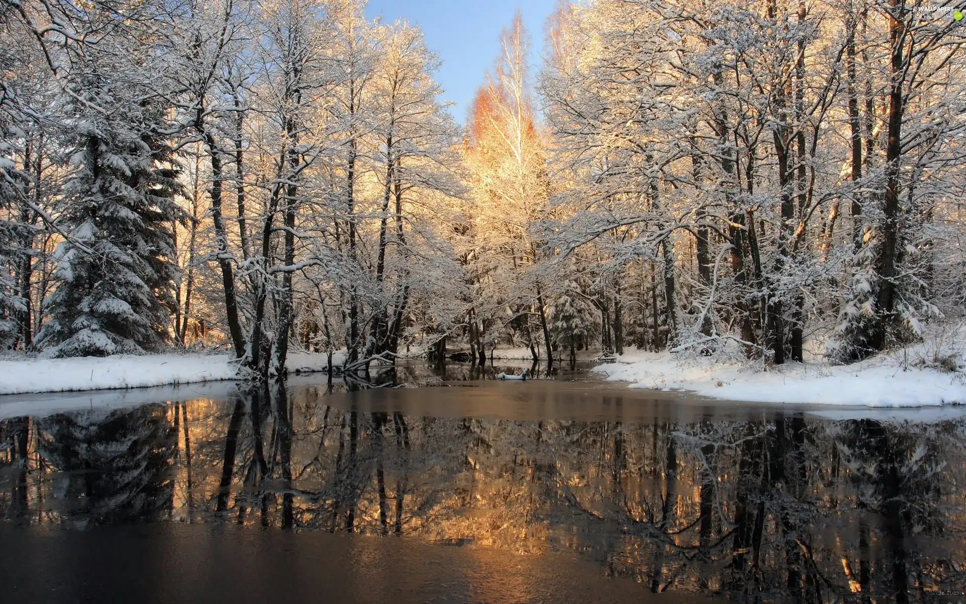 River, trees, viewes, snow