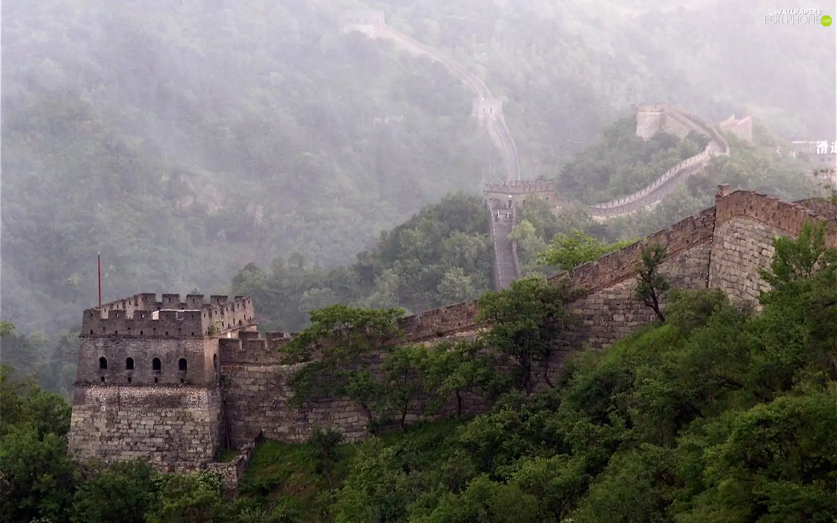 tower, brick, trees, viewes, Great Chinese Wall