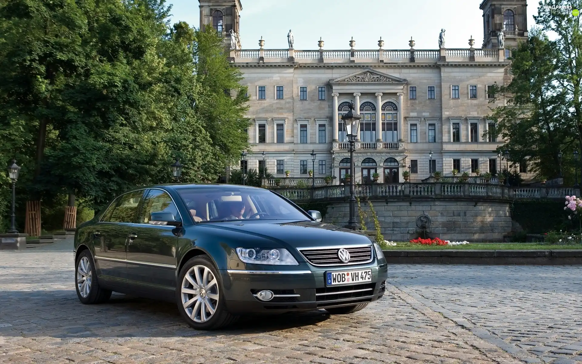 house, viewes, Volkswagen Phaeton, trees