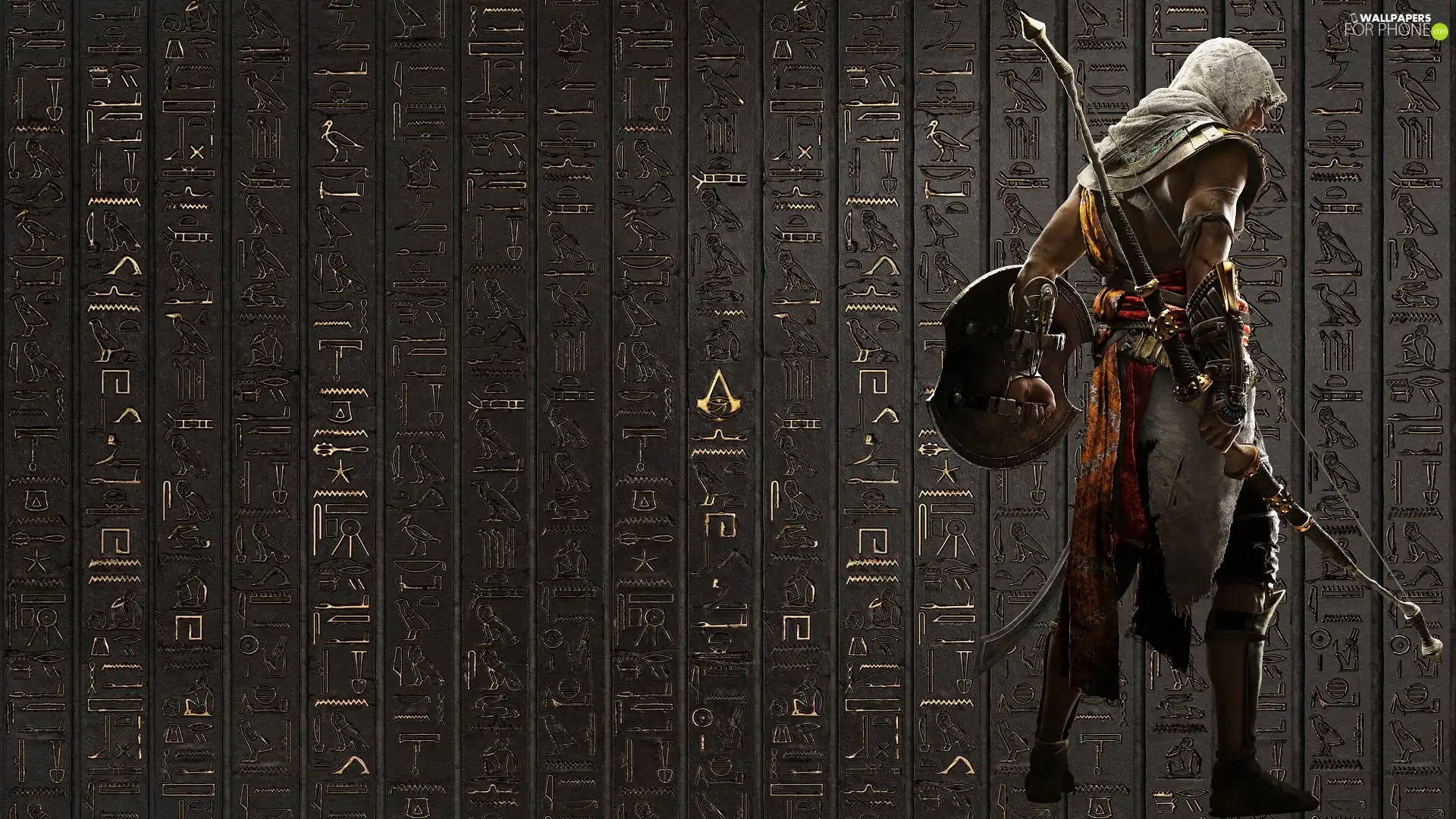 Assassins Creed Origins, wall, Hieroglyphics, Bayek