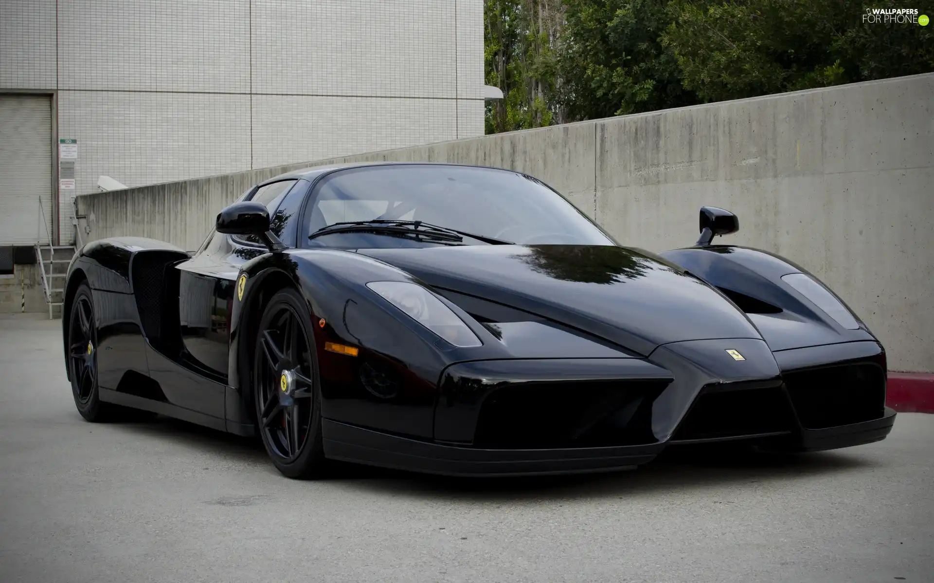 Black, Enzo, wall, Ferrari
