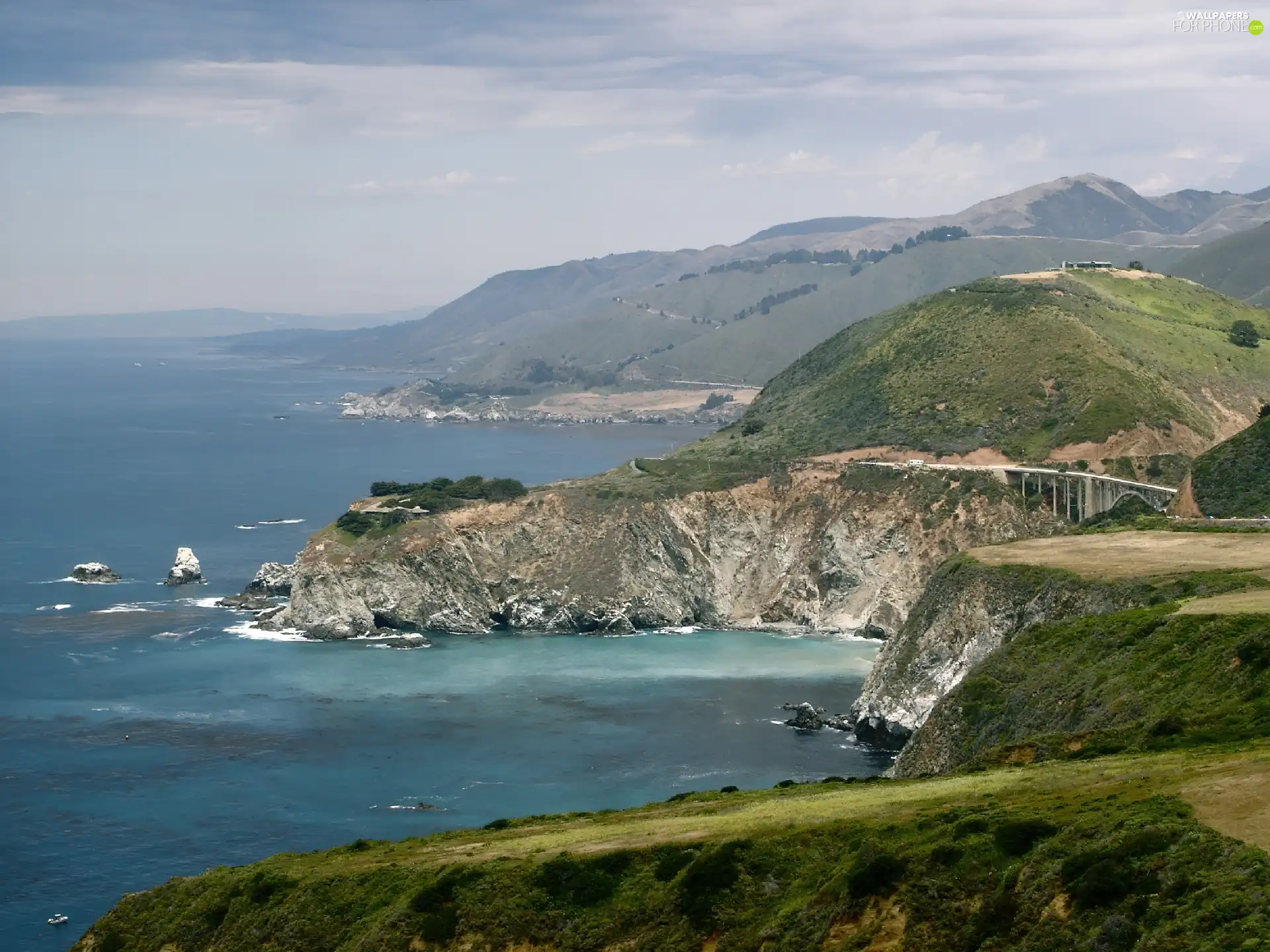 grass, Big Sur, water