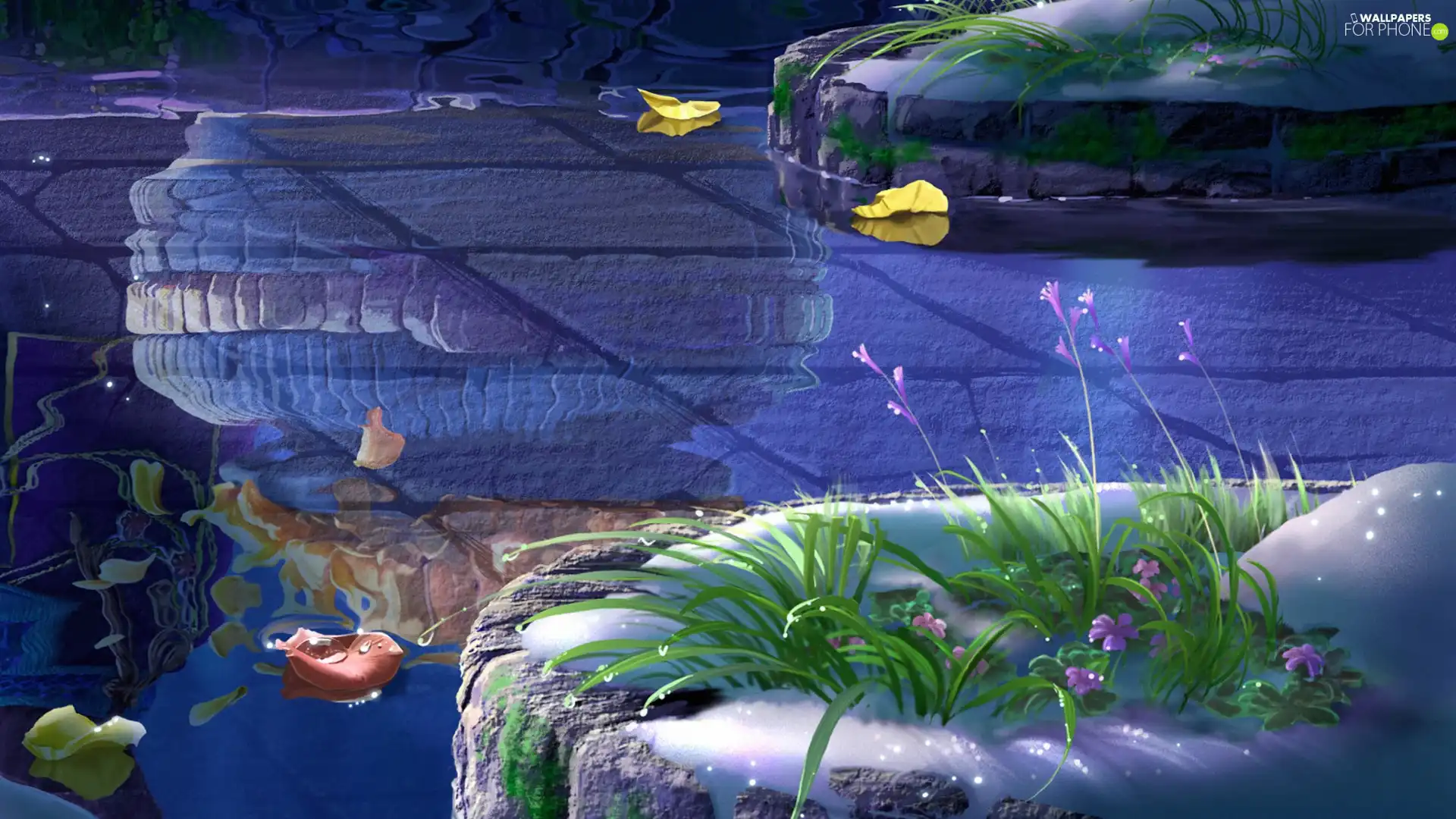 flakes, Flower-beds, water