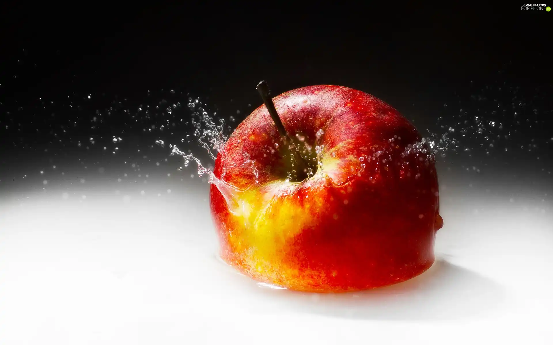 Red, drops, water, Apple
