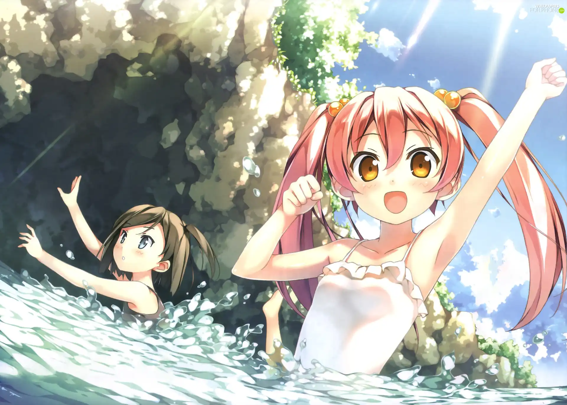 water, rocks, Manga, ponies, Anime