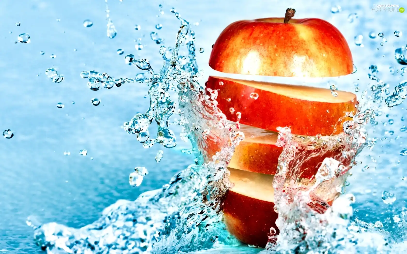 water, Apple, slices - For phone wallpapers: 1680x1050