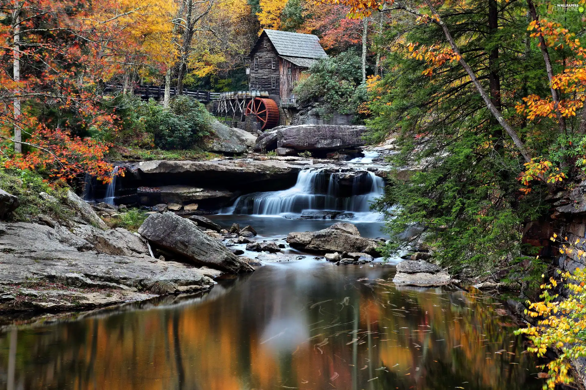 waterfall, Windmill, water, River