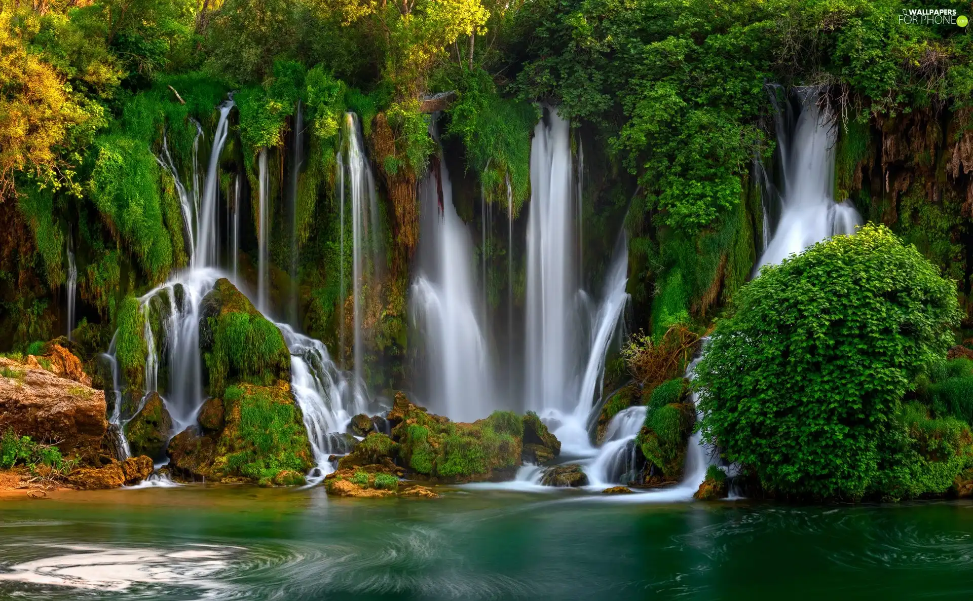 VEGETATION, Bosnia and Herzegovina, River, rocks, Kravica Waterfalls